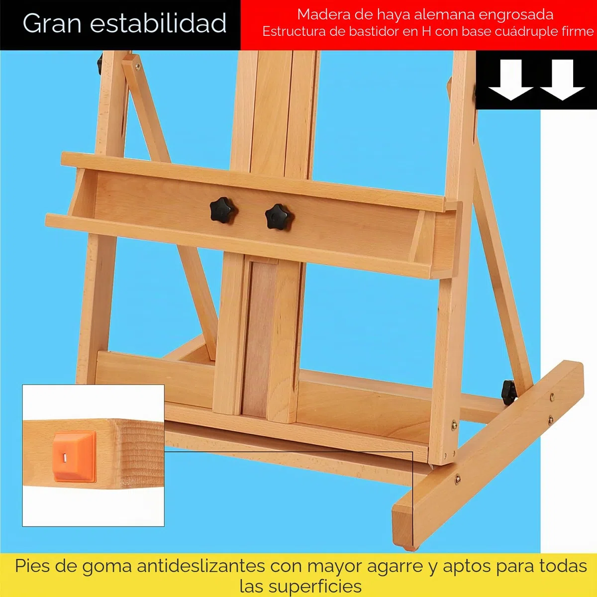 MEEDEN Clásico Estudio Caballete: H-Frame Caballete, Madera de Haya Maciza, Ideal para Aceite, Acrílico, Caseína, Bosquejos, Pintura Pastel, para Lienzos de Hasta 196cm, Natural