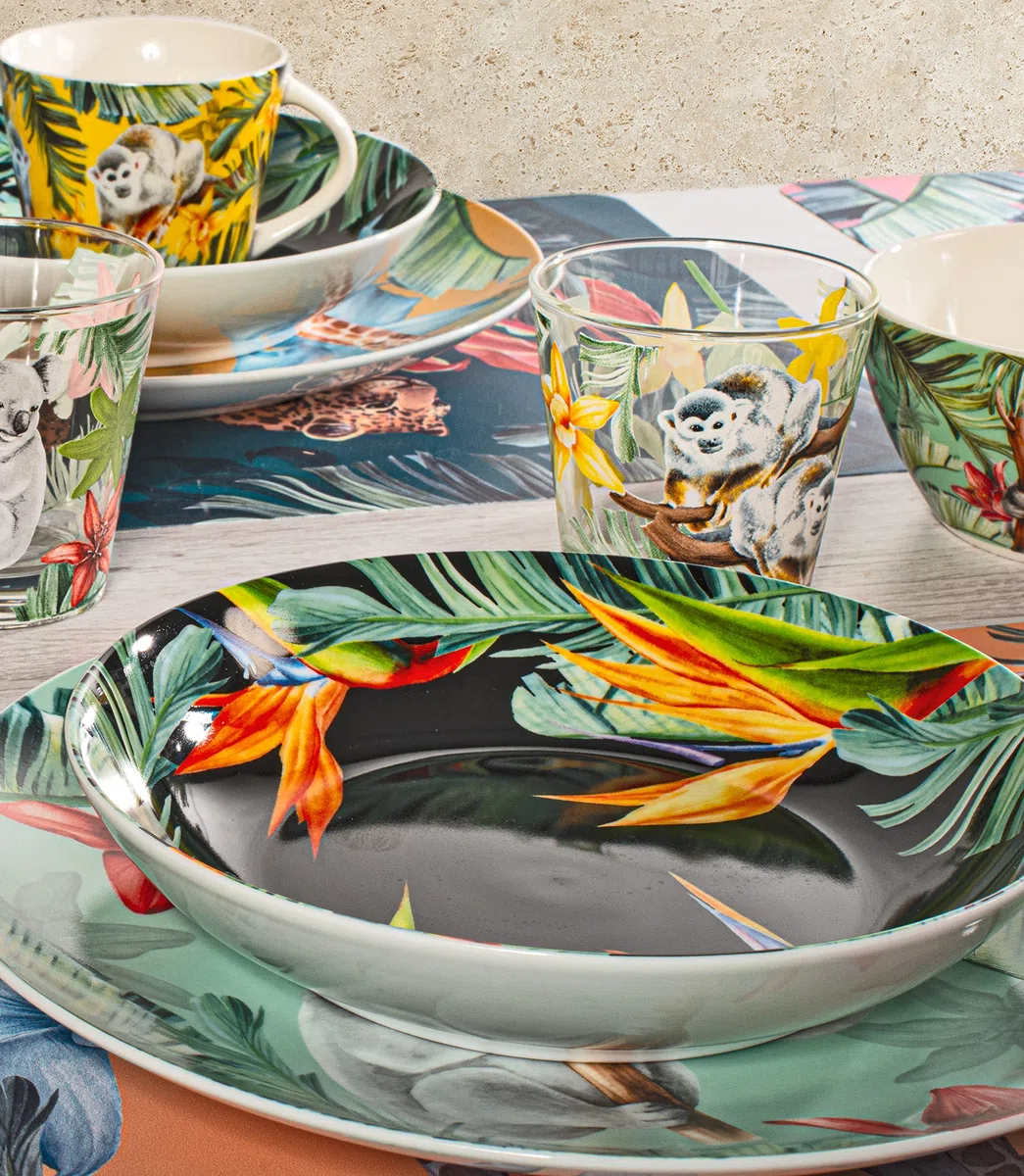 H&H Juego de vajilla de porcelana Exotic de 18 piezas
