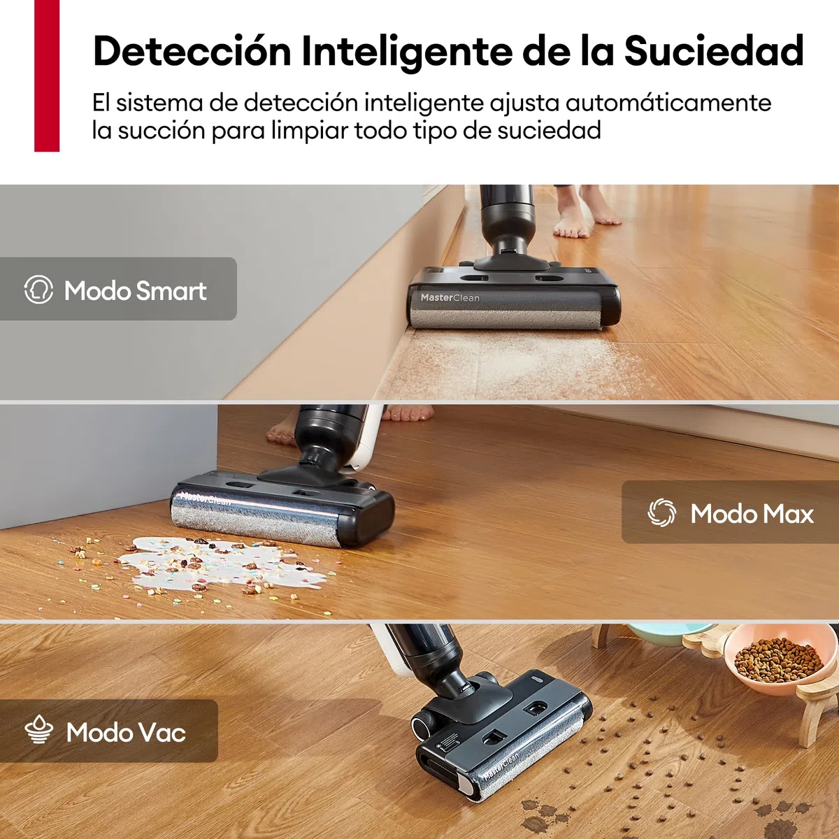 Ultenic Aspiradora sin Cable 3 en 1 con Autolimpieza - Aspiradora en Seco y Húmedo Inteligente para Suelos Duros, 50 Min de Autonomía, Detección de Suciedad y Limpieza de Bordes