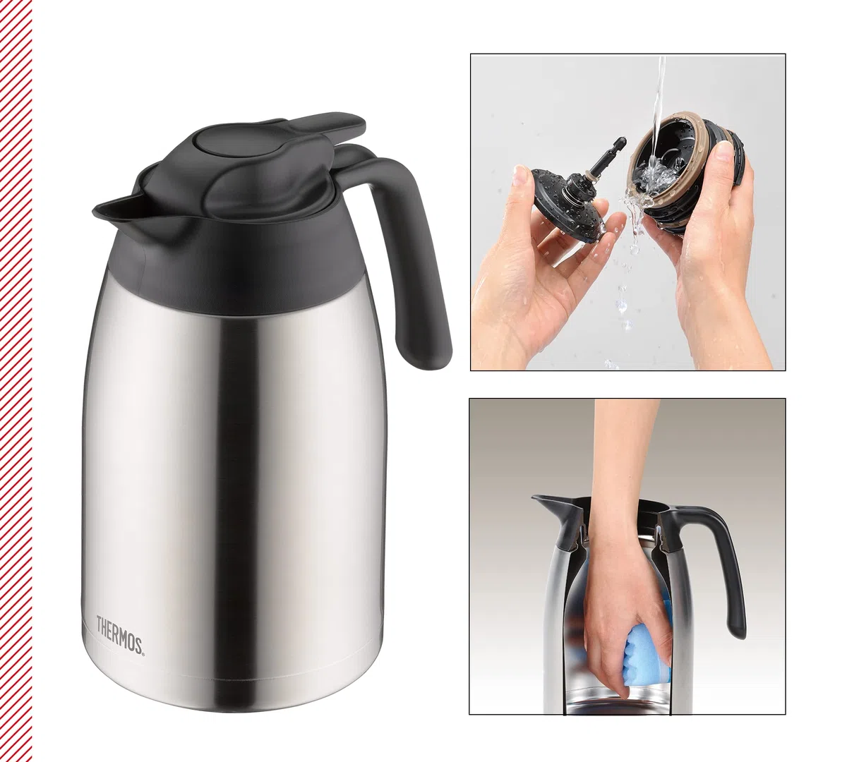 Thermos 4026.205.100 THV Termo de acero inoxidable, 1 L, 12,5 x 16,5 x 16,5 cm, acero inoxidable, edelstahl, 12,5 x 16,5 x 21,5 cm
