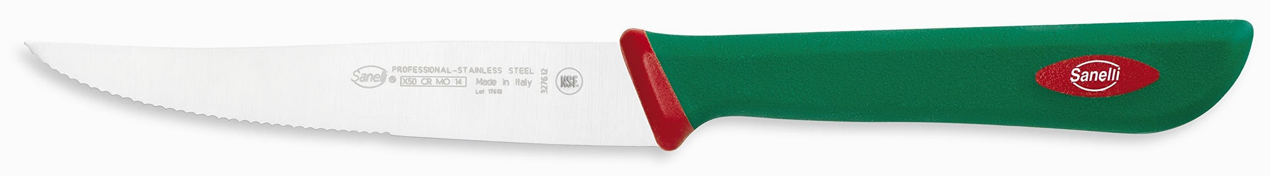 Sanelli Línea Premana Professional,Estuche Cuchillos Chuleta 6 pz.,Acero Inoxidable,Verde y Rojo,25.5x15.5x2.0 cm