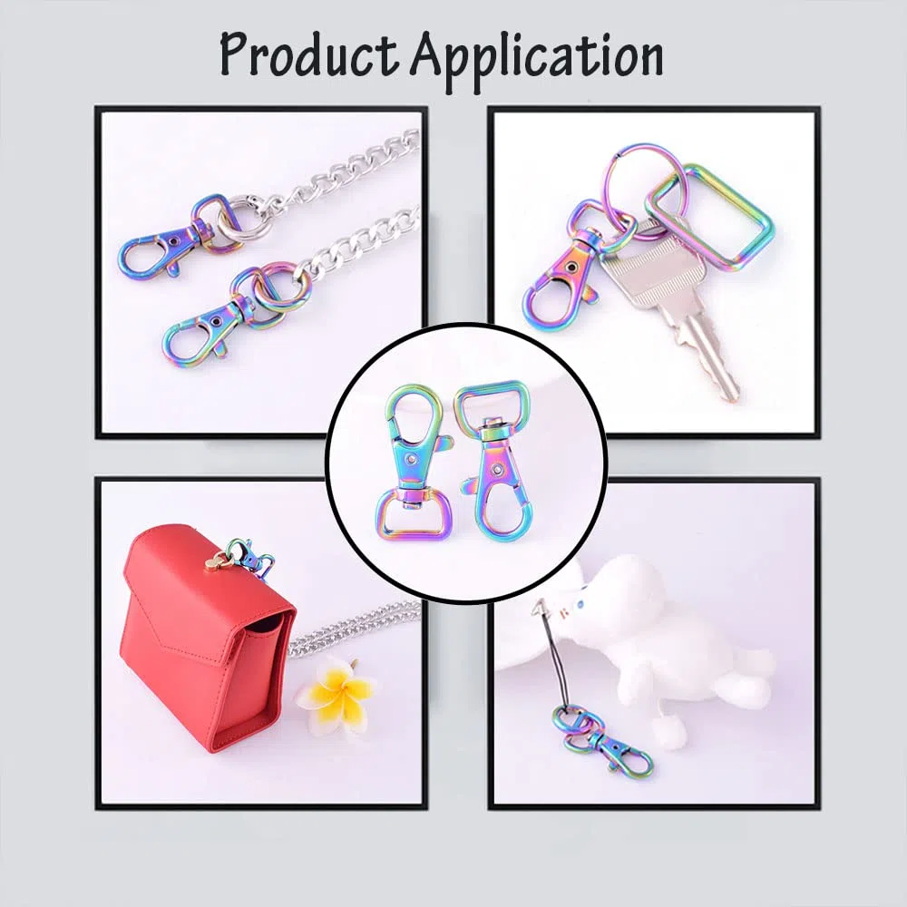 Cierre giratorio de arco iris con mosquetón de 1,27 cm para llavero, base de llavero, clips de cincha, accesorios para bolso, accesorios para manualidades, joyas, 20 piezas (arcoíris)