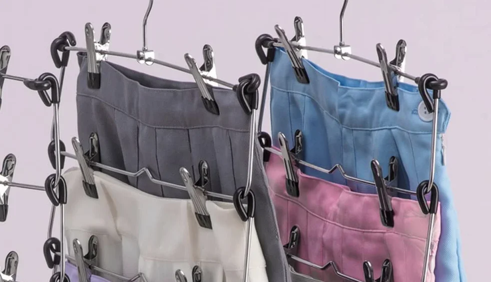 Colgador De Faldas De Metal De 4 Niveles, Ahorro De Espacio, con Clips, Organizador De Almacenamiento De Armario, Colgador De Pantalones Ajustable, 4 Uds. para Sudadera