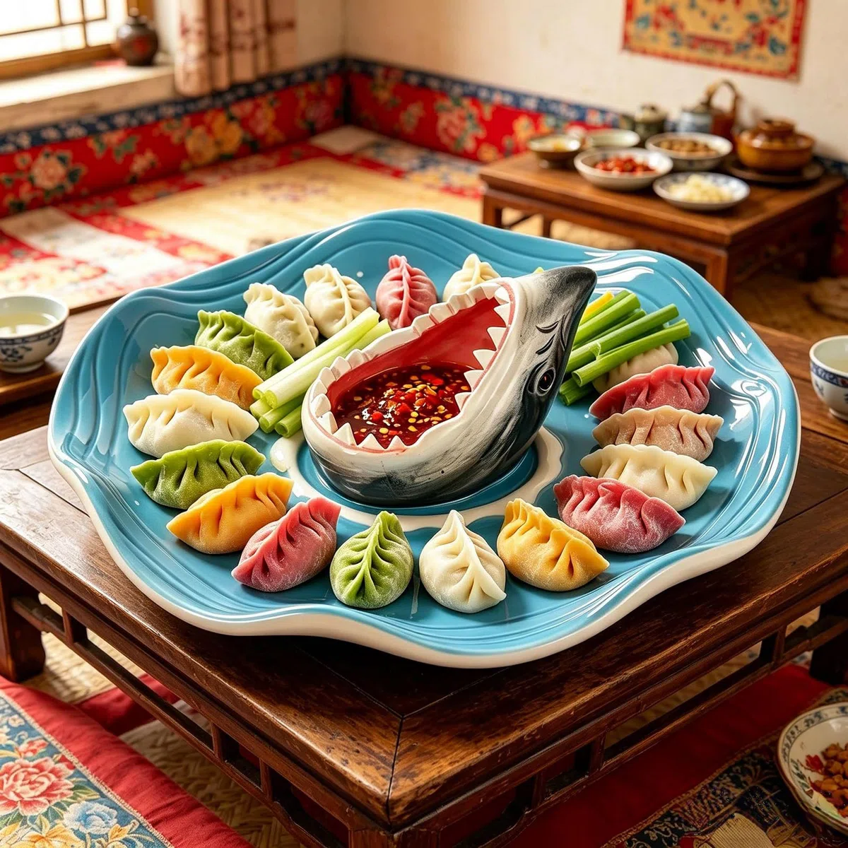Plato de sushi Plato de Cerámica Pintado a Mano con Compartimento para | Cuenco para Salsas y Aliños Para Charcutería, Queso, Hamburguesa, Gambas, Sardinas, Aperitivos, Palomitas,