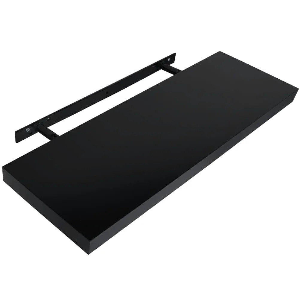 Juego de estanterías flotantes de madera de densidad media, color negro, 100 x 20 x 3,8 cm, con montaje invisible para salón, oficina y baño