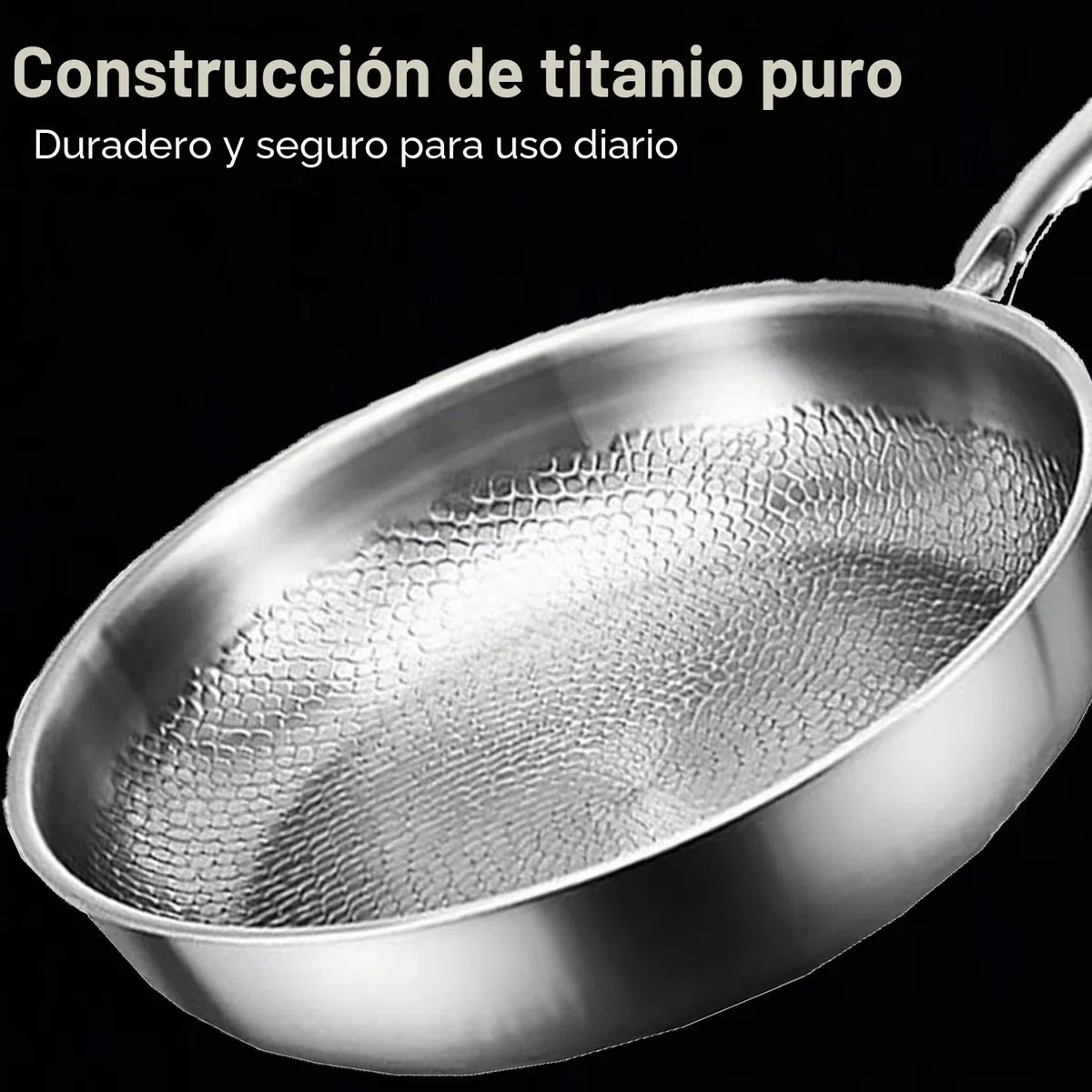 Genérico Sartén de titanio con espátula, antiadherente wok martillado de titanio Nutrition para cocinar, sartén de sin recubrimiento, sartén de por inducción (Con Tapa, 32cm)