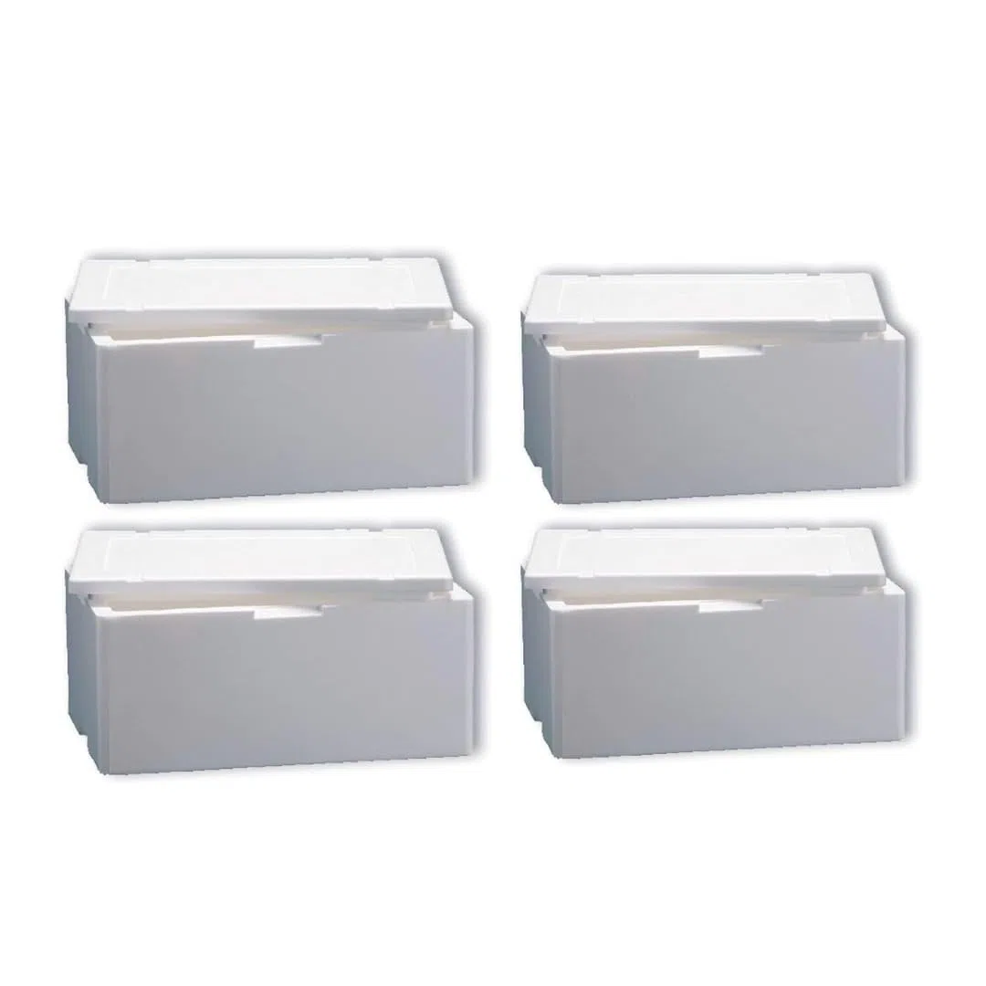 2 Contenedores Isotermicos, Cajas Térmicas Blancas de 50 x 30 cm de altura, 22 cm de altura, para Comida Térmica de Poliestireno para Llevar