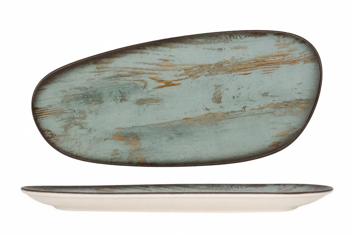 Bonna Placa de servicio - Madera - Porcelana - 36 cm - juego de 2