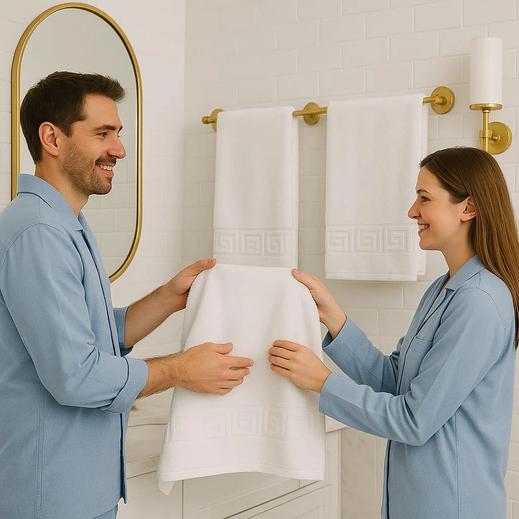 DECASATEXTIL Pack 12 Toallas Lavabo Blancas - 50x90cm - 500 gsm 100% Algodón Premium - Toallas Baño - Toallas Manos - Calidad Hotel