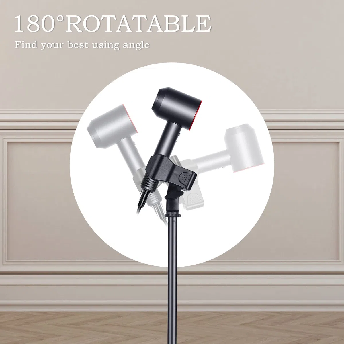 Soporte para secador de pelo manos libres, TAYUQEE Soporte para soplador ajustable de 59 pulgadas de altura, resistente soporte giratorio de 180 grados para mujeres y mascotas