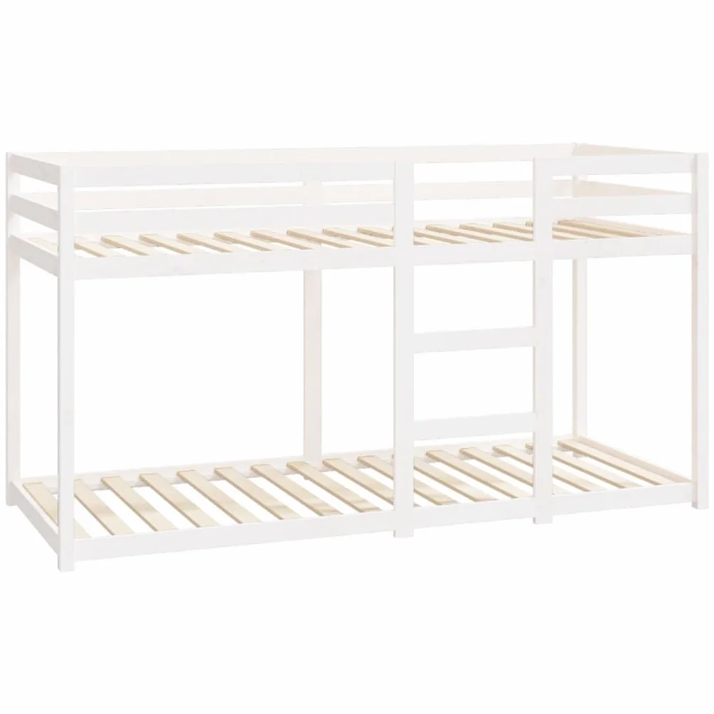 vidaXL Litera Cama Individual Doble Mueble Dormitorio Escalera Barandillas Protección Juvenil Niños Infantiles de Madera Maciza de Pino Blanca