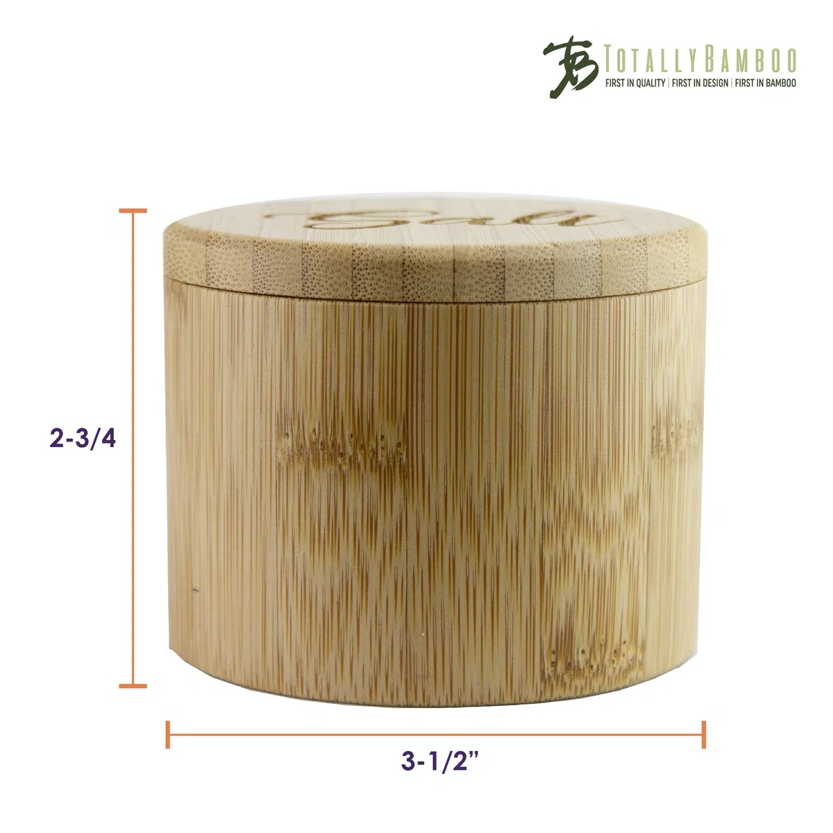 Caja de sal de bambú totalmente de bambú con tapa giratoria magnética, con grabado de sal en la tapa