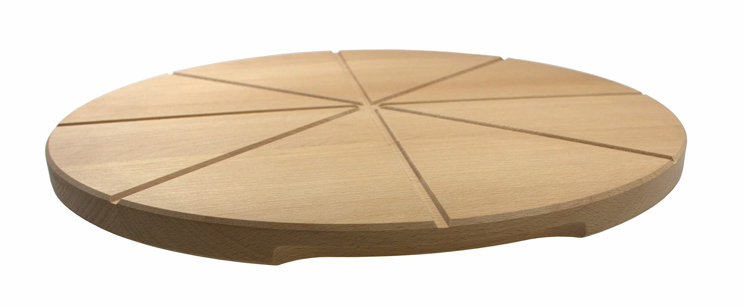 efo Tabla de servir de madera para pizzas – Tabla de pizza con ranuras para cortar y suministrar – Tabla de servir de madera – Tabla de cortar redonda para pizza – Dia. 40 cm