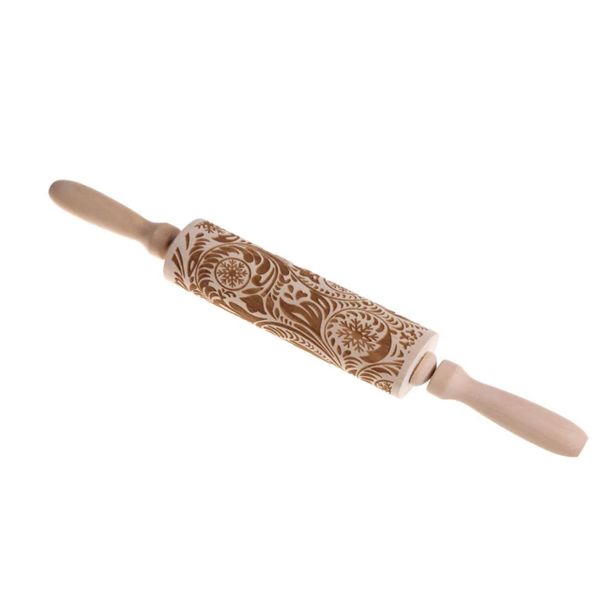Rodillo para repujar， Rodillo de amasar 3D con diseño de flores/animales Rodillo de amasar de madera grabado for Navidad Hecho en casa(Model6)