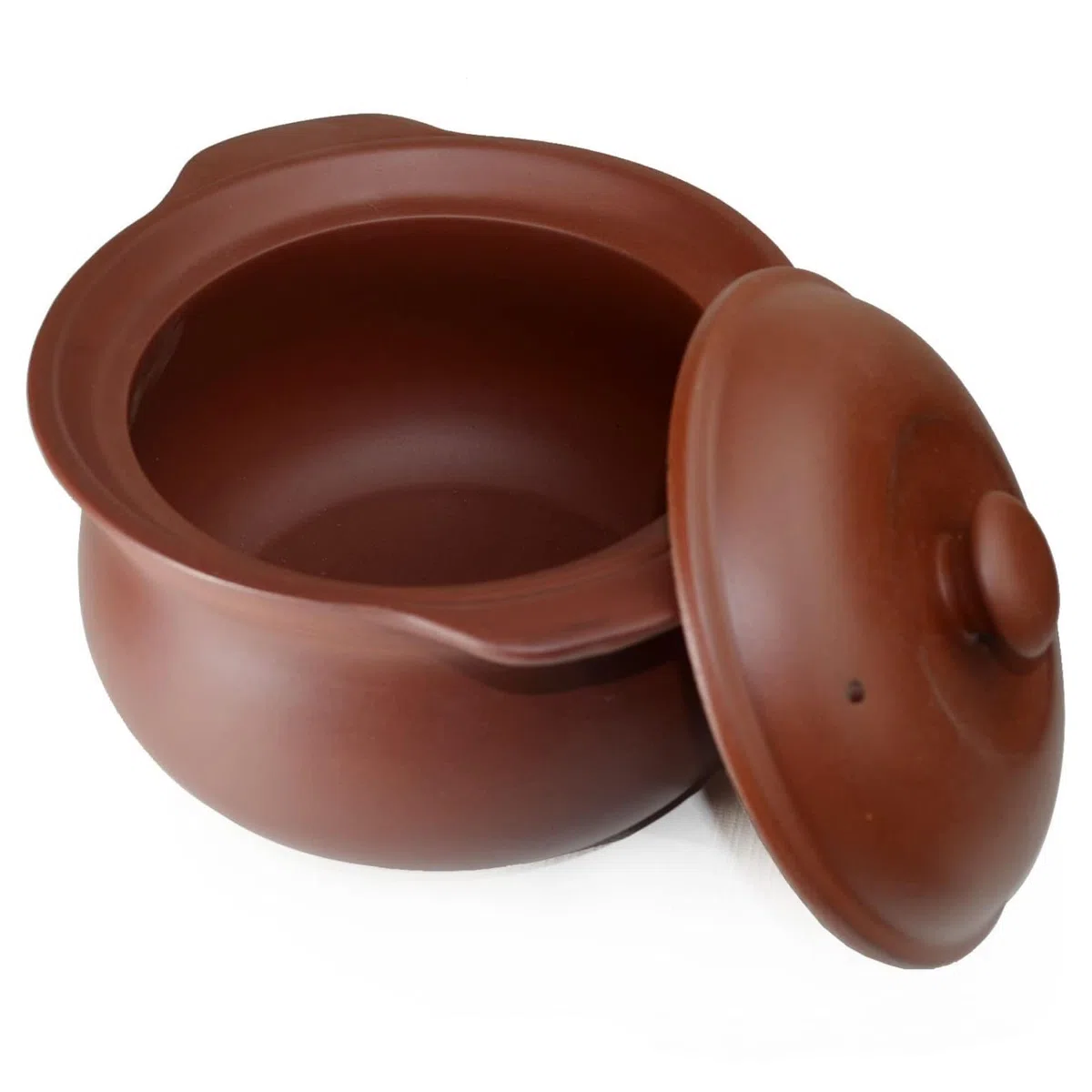 Olla de barro de 3 l con tapa para sopa, guisada a fuego lento, sin esmaltar, apta para microondas y horno.