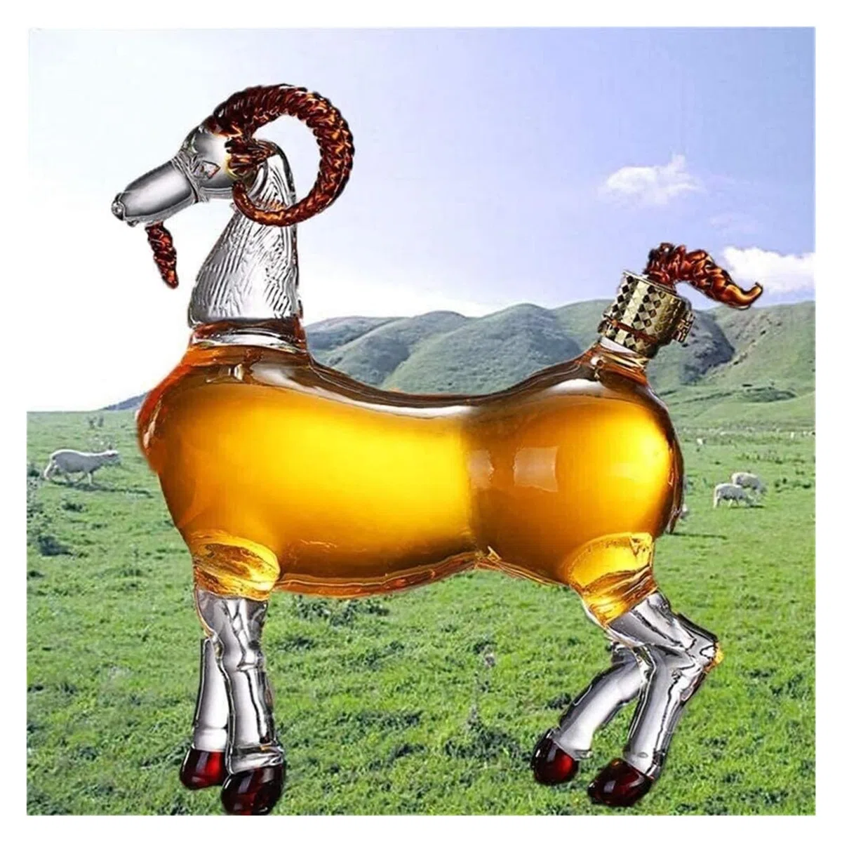 Decantador de Cristal para Vino, Decantador Decantador - Jarra con forma de oveja con tapón hermético