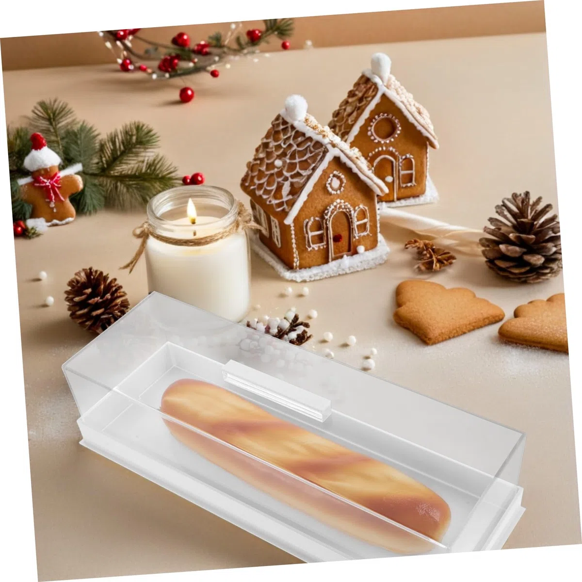 Garneck Caja de Presentación Rectangular con Bandeja para Pasteles Vitrina de Acrílico con Tapa para Cafeterías Fiestas y Uso Doméstico