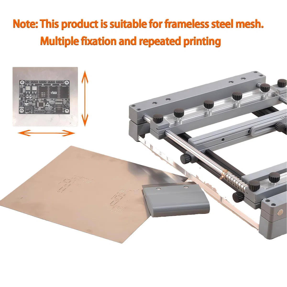 Mesa de impresión manual de pasta de soldadura, pequeña estación de impresión de malla de acero SMT con placa de apriete, raspador de 80 mm para prototipos de PCB de precisión