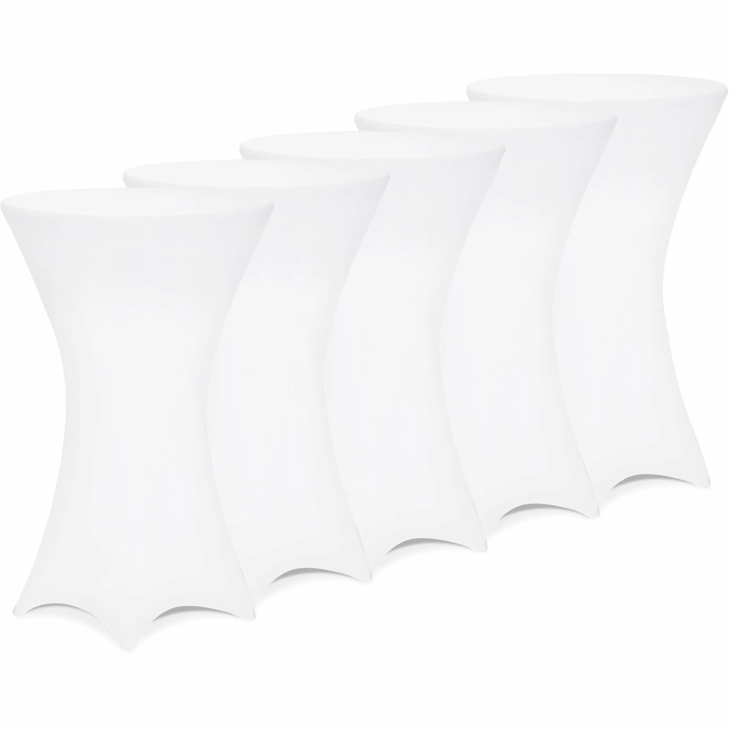 Deuba 5 x Manteles elásticos para Mesa de pie Alta de 70cm Lavable fácil Cuidado Blanco para Eventos matrimonios