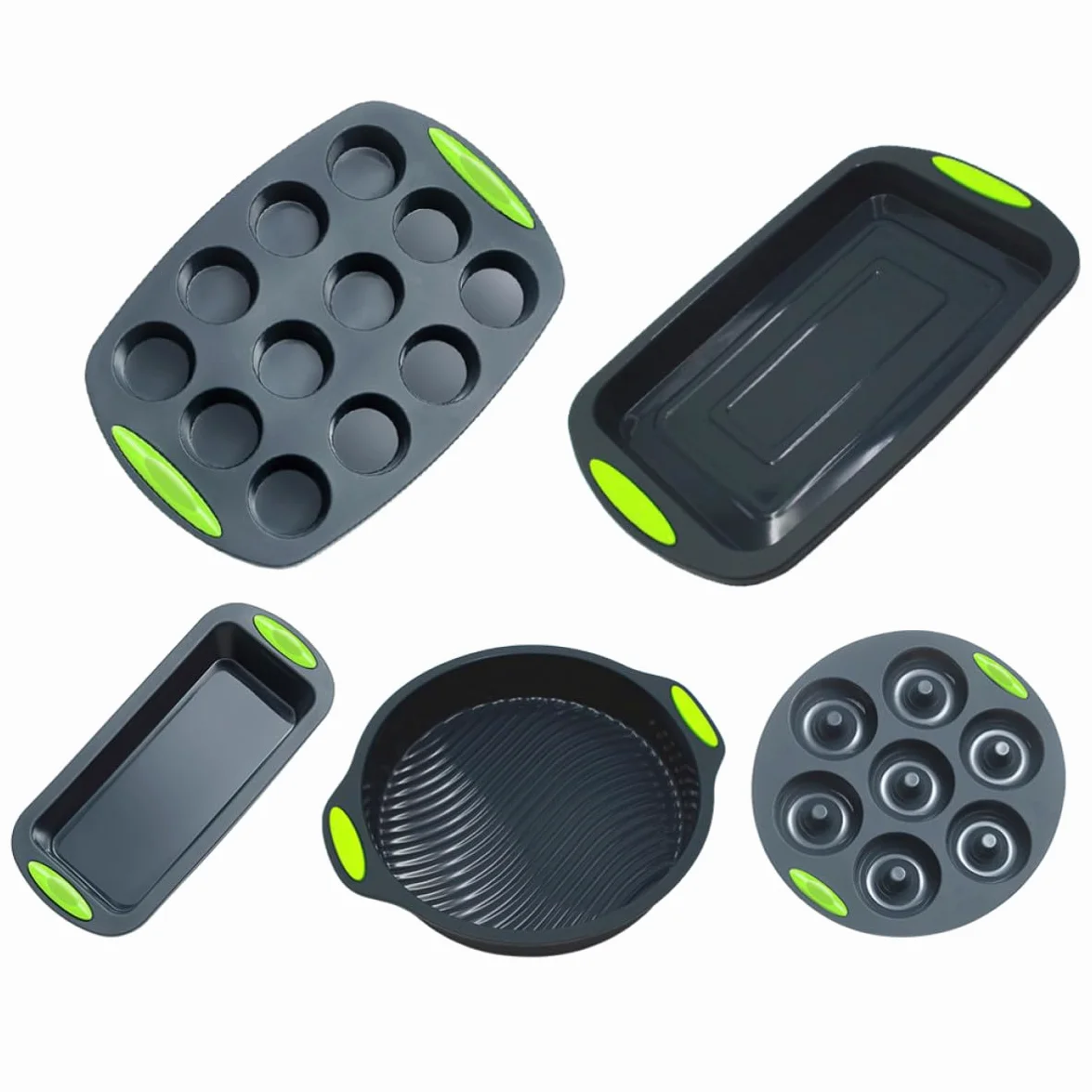 Moldes de Silicona Utensilios Prácticos y Fáciles de Limpiar para Hornear Pasteles Reutilizables Set de 5 para Cocina y Repostería en Familia
