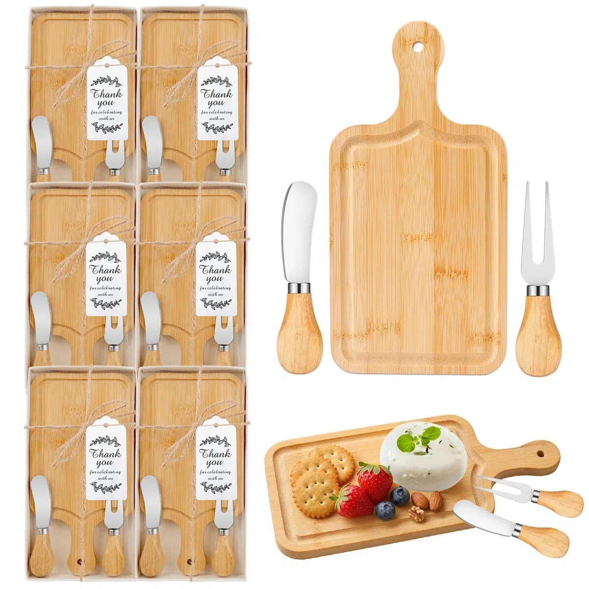 Regalos de 3 piezas para baby shower (6 juegos) para premios de invitados, premios de despedida de soltera para ganadores del juego, juego de regalo de tabla de queso con tablas de embutidos