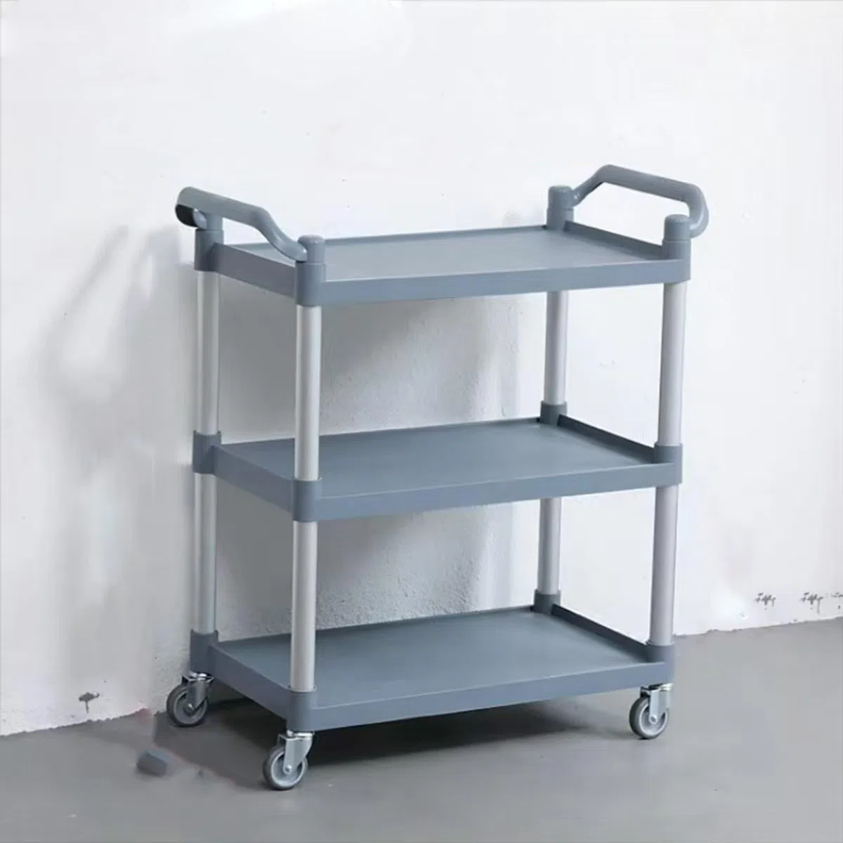 Carrito de servicio móvil de tres niveles de alta resistencia, carrito de restaurante grueso para hoteles y comedores, carrito comercial de servicio de alimentos, carrito de recogida de platos