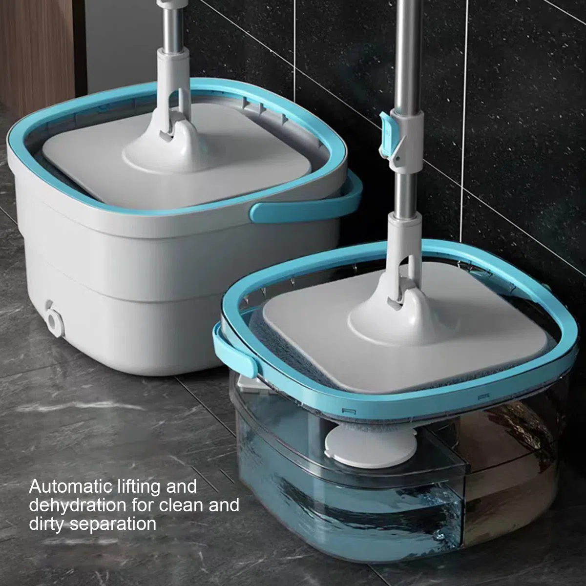 Fregona con Cubo Utensilios De Limpieza del Hogar para Suelos | Juego De Fregona Y Cubo Con Escurridor Para Hogar Dormitorio Salón Comedor Baño Estudio Y Suelos De Madera Dura