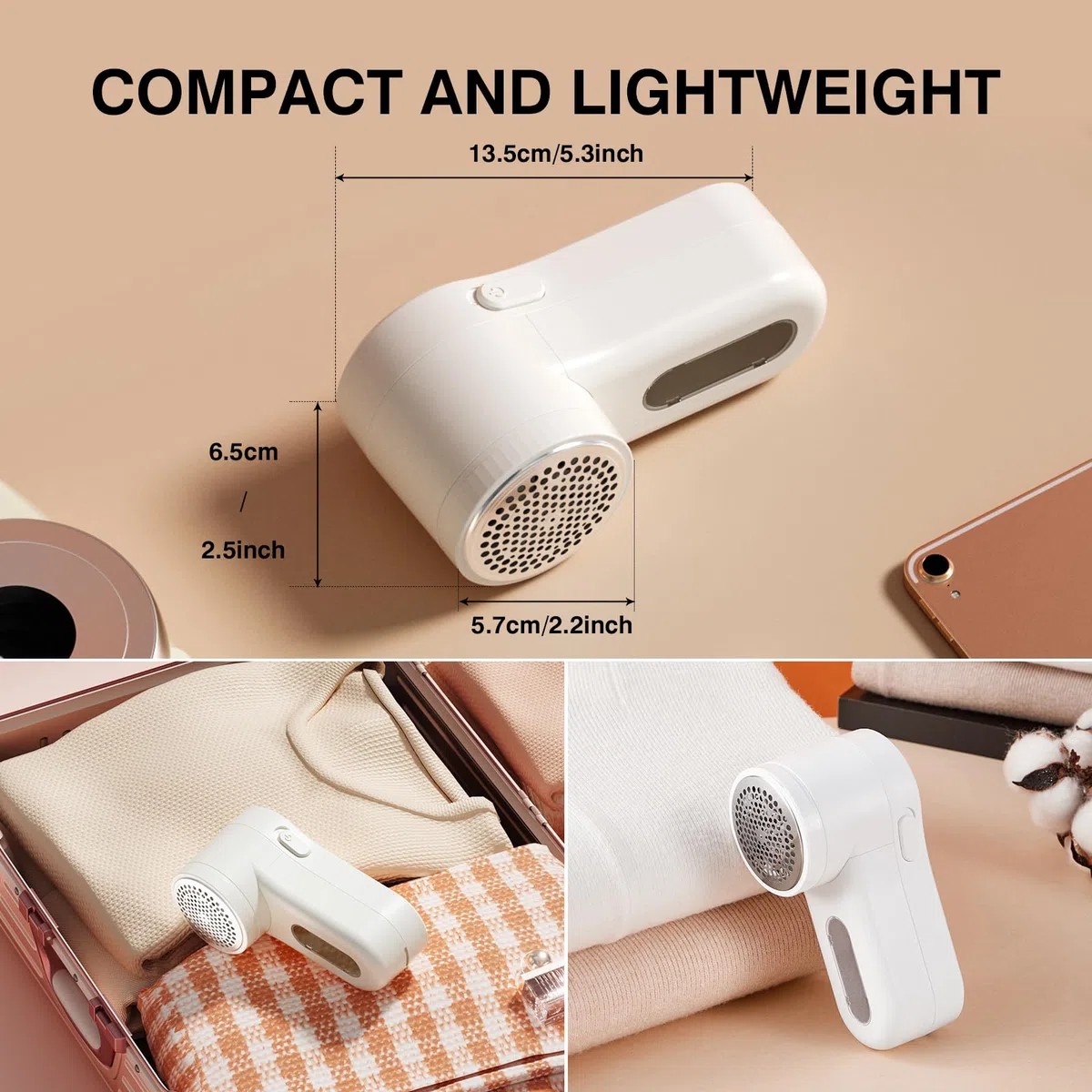 Afeitadora de tela, removedor de pelusas recargable, desfuzzer eléctrico portátil para suéter, pantalla LED digital para quitar bolitas para ropa, muebles, suéteres, (blanco con una cuchilla de