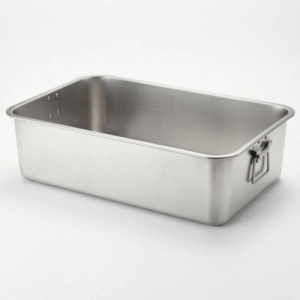 Bandeja de Acero Inoxidable Rectangular con Esquinas Redondeadas Borde Reforzado y Fondo Plano Función de Servir y, Bandeja Cuadrada Con Asa De Acero Inoxidable 304, 70x50x20cm