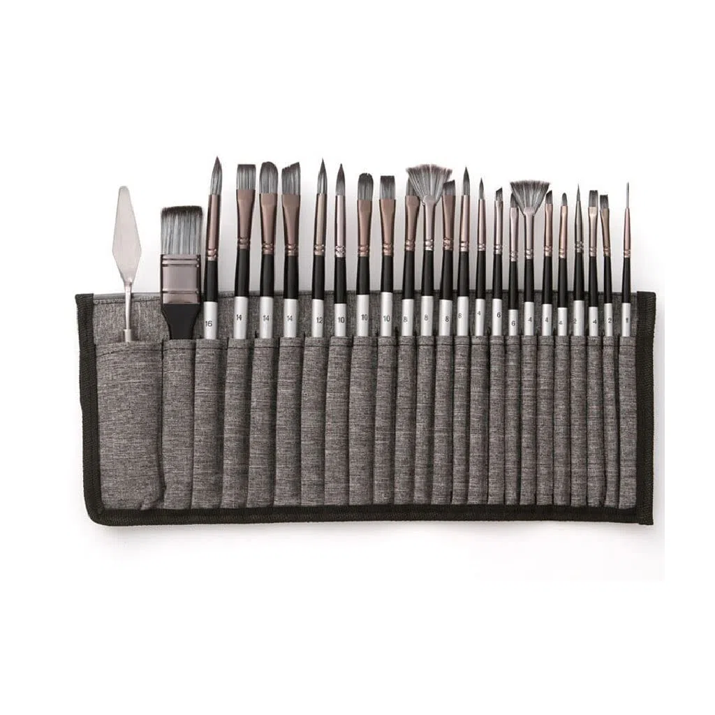 24 unids/Set Pelo de Nailon Mango de Madera Pincel de Acuarela Pluma limpiaparabrisas Pincel de Arte de Pintura acrílica