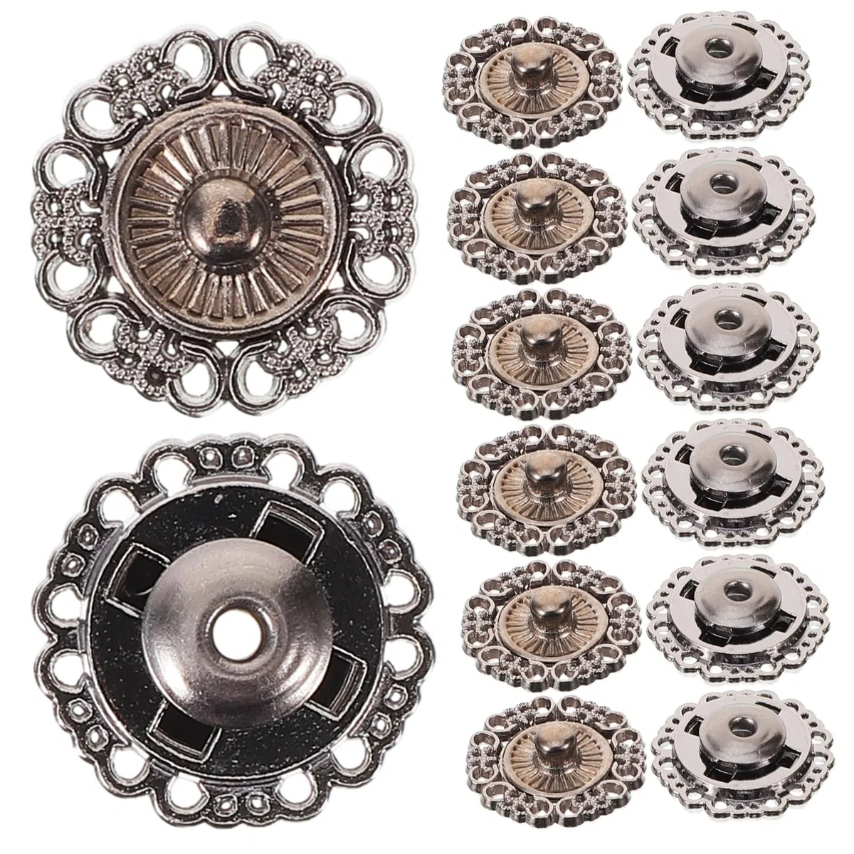 DOITOOL 5 Series Botones A Presión Botones De Ropa Sujetadores Botón De Costura De La Vendimia Botón De Presión Broches De Repuesto Broches De Presión Aleación De Zinc Negro 25 Piezas X 5
