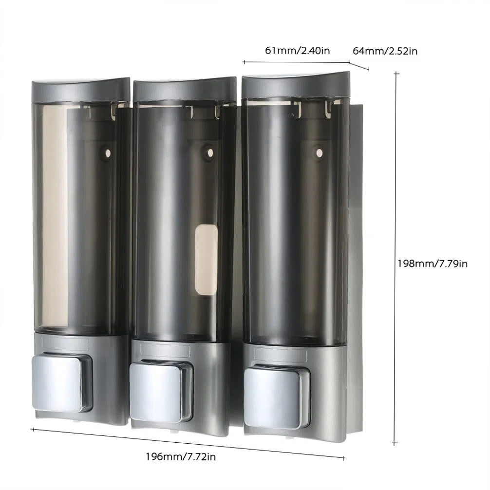 Dispensador de jabón manual de 200 mlx3, caja de champú de pared con tres cámaras, gel de ducha de baño, dispensador de champú líquido para baño, cocina, hotel, restaurante