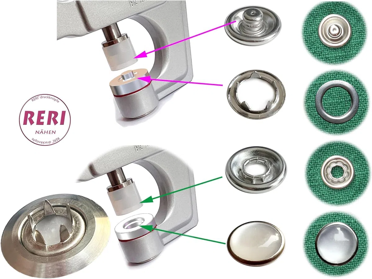 Juego de 40 broches de perlas con alicates de sujeción, juego de 40 cierres a presión, botones a presión para bricolaje, costura y manualidades