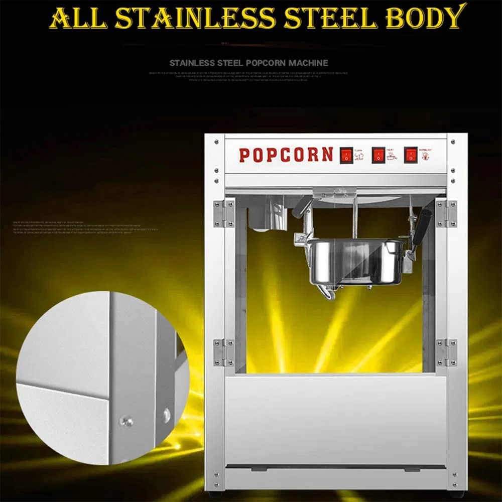 Máquina comercial de palomitas de maíz con gran capacidad, olla de acero inoxidable antiadherente, aislamiento térmico inteligente para eventos y uso doméstico, perfecta para fiestas