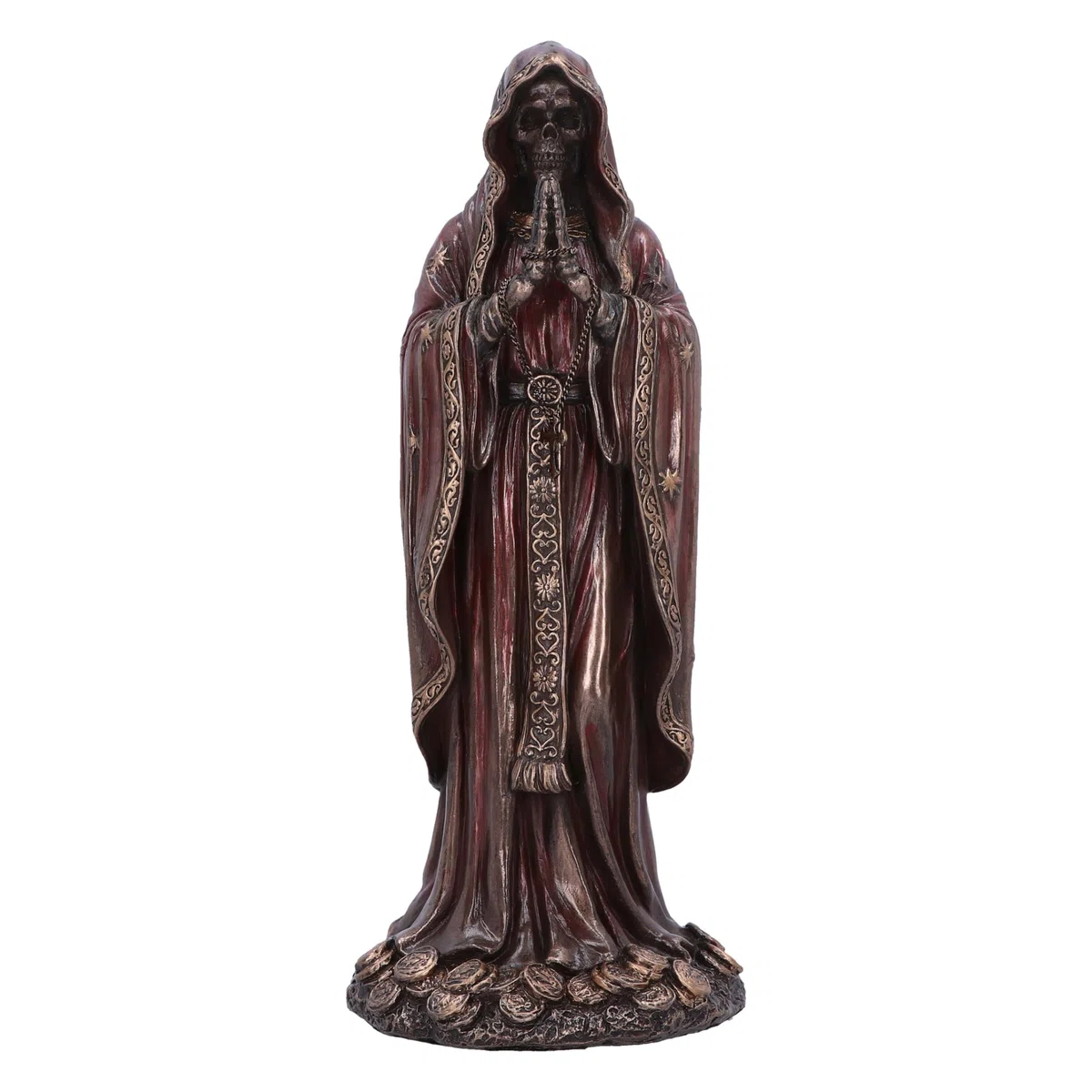 Nemesis Now Figura de Santisima Muerte de 19 cm, Resina, Rojo/Bronce, Rojo Rezando 'Saint of Death', Figura de Icono Cultural Mexicano, fundida en la Mejor Resina, Pintada a Mano por Expertos