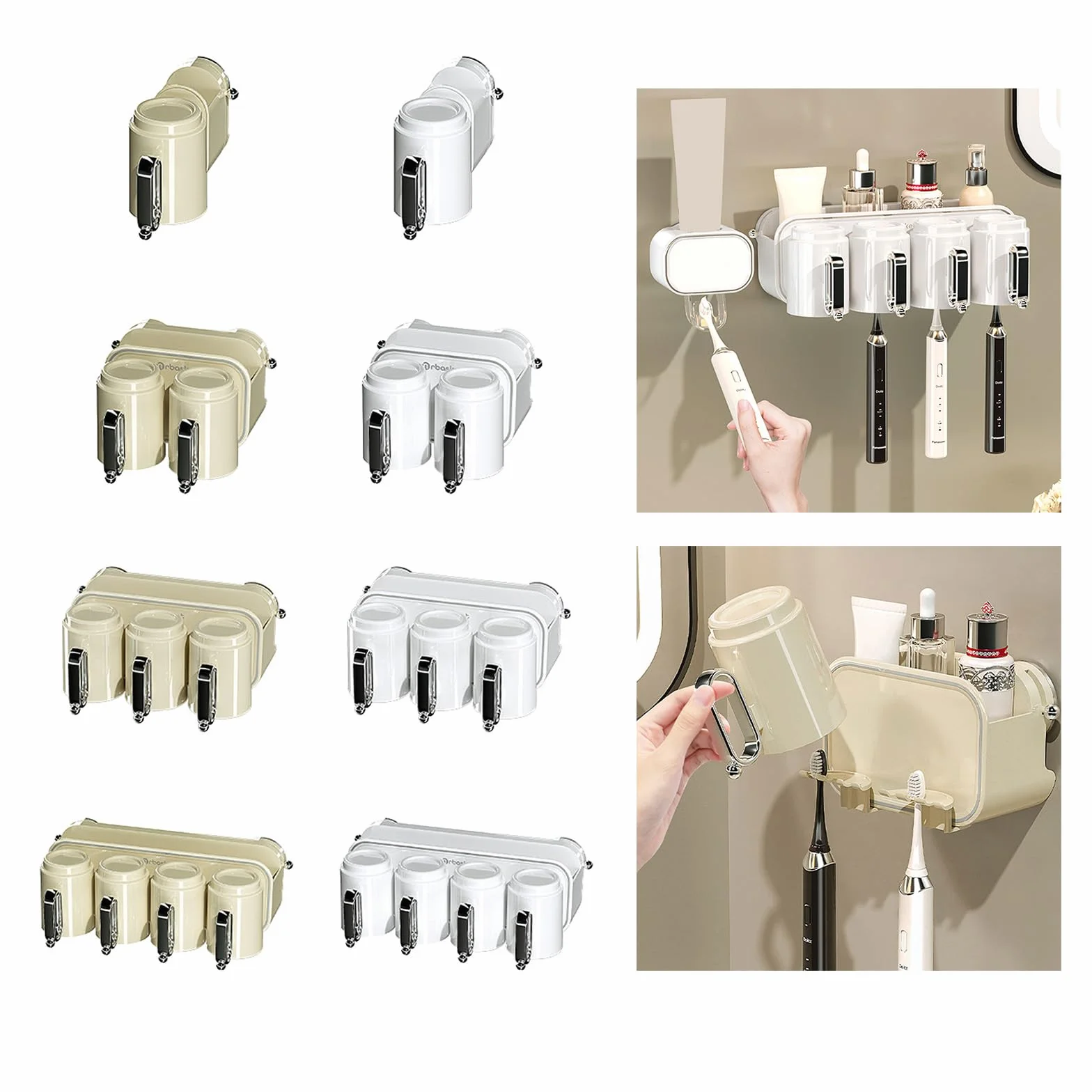 Soporte desmontable para cepillo de dientes con ventosa fuerte, sin perforaciones, organizador de baño para ambientes húmedos, soporte para cepillo de dientes con ventosa