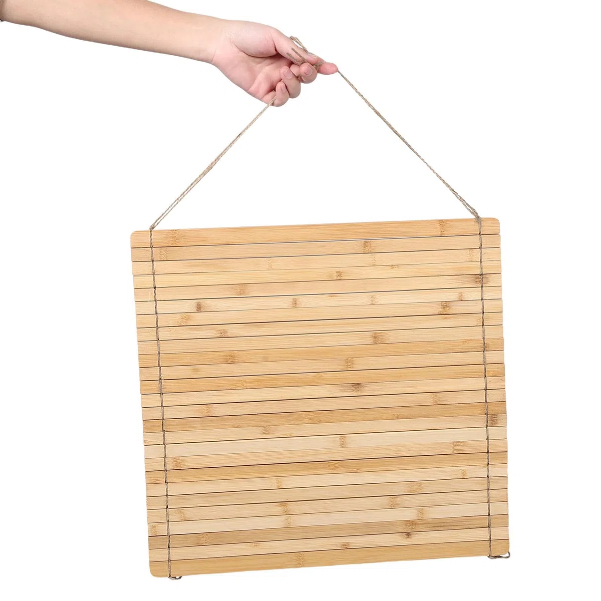 Escurreplatos plegable de bambú sobre el fregadero, escurridor de cocina que ahorra espacio para platos, cuencos y tazas, tapete de secado de verduras extraíble, 45 x 44 cm