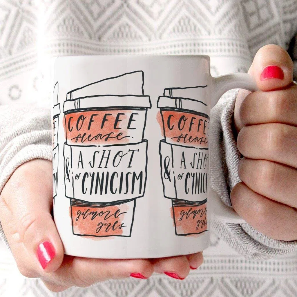 Trend Setters Gilmore Girls – A Shot of Cynicism – Una taza de café de cerámica de 11 onzas – Producto oficial – Perfecto para regalar o coleccionar