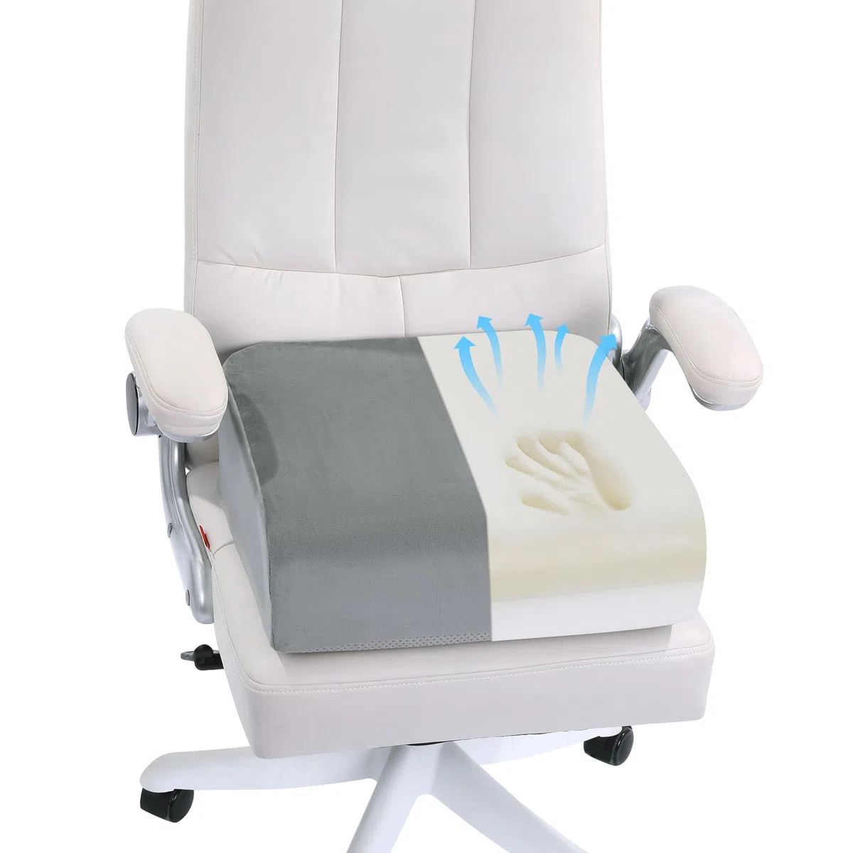 HOMBYS Cojines de asiento extragruesos de 6 pulgadas para silla de oficina, asiento elevador de adulto para coche, cojín de espuma viscoelástica para altura y silla de ruedas de ancianos, cojín de