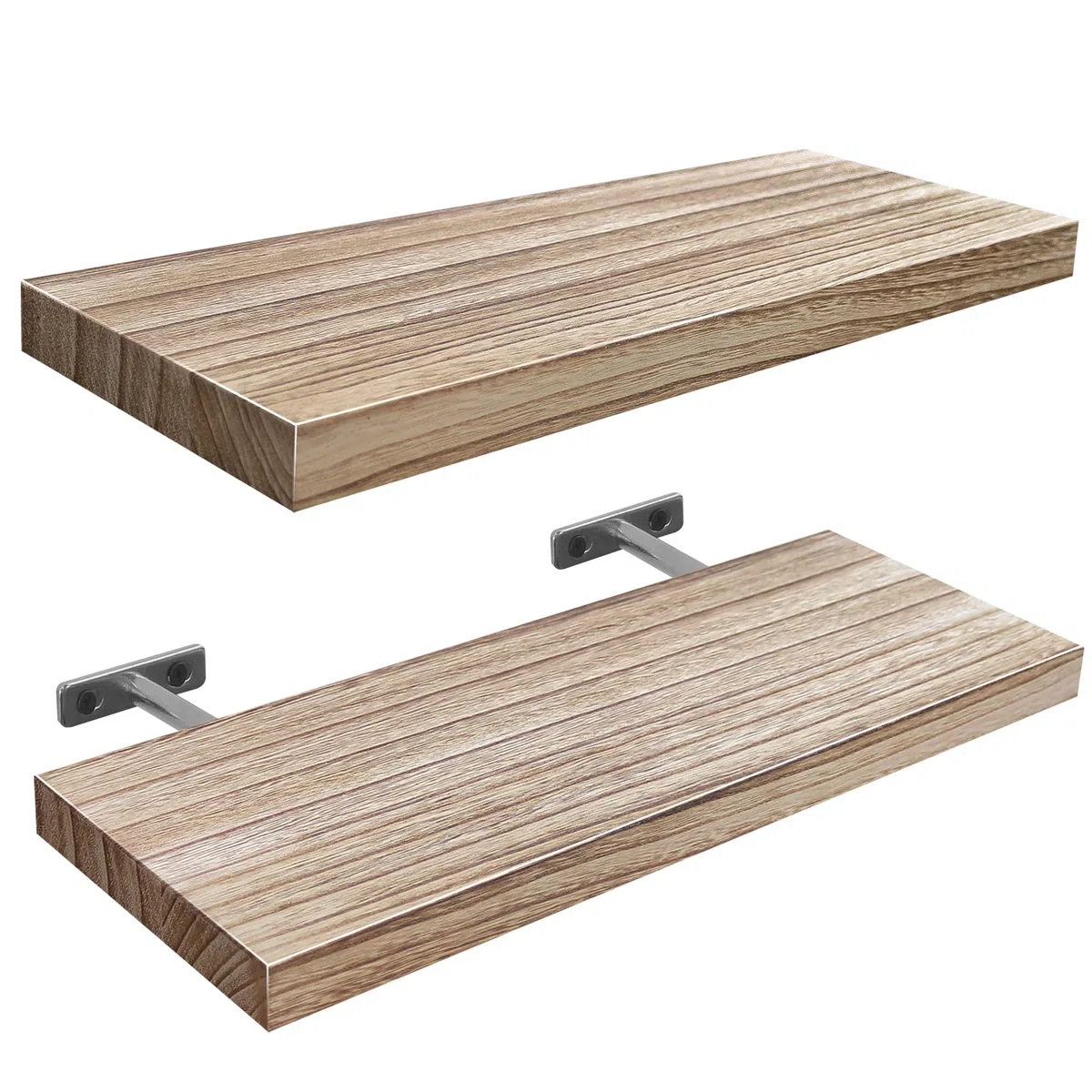 Quibbay Estantes flotantes para pared, juego de 2 estantes de pared de madera, estante colgante de 15.7 pulgadas con soportes invisibles, estantes flotantes para decoración de pared para baño, sala de