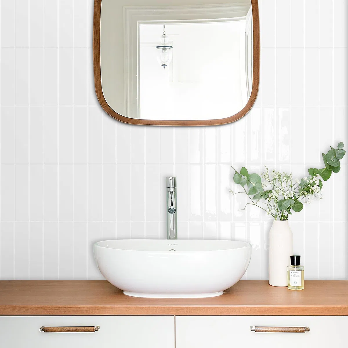 MORCART 20 pegatinas 3D para azulejos adhesivos de cocina pegatinas de ladrillo para baño pegatinas para azulejos de pared chimenea extraíbles impermeables blanco puro MT1988