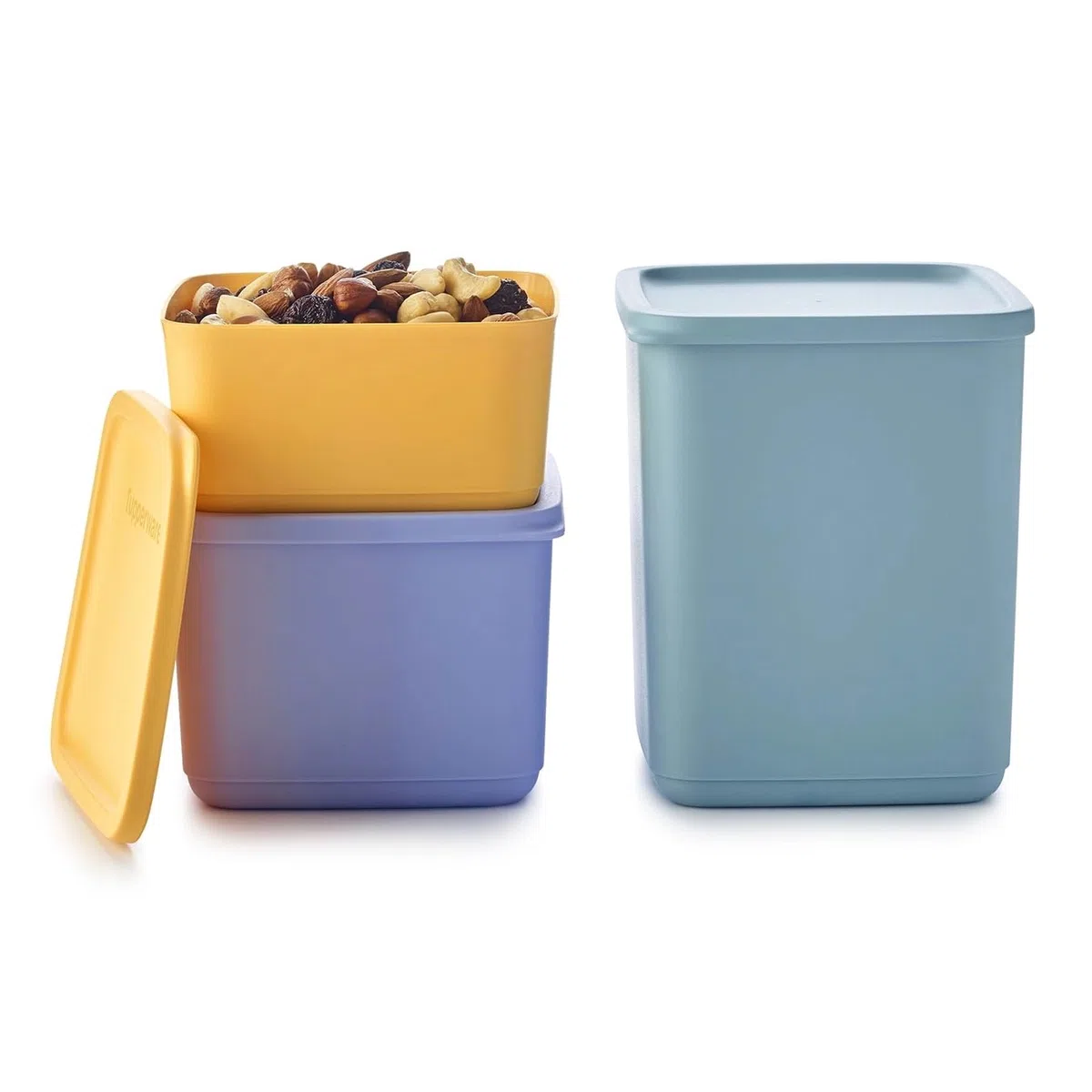 Tupperware Essentials Contenedores cuadrados apilables – Almacenamiento de alimentos – Duradero y reutilizable – Mantiene tus alimentos frescos – Fácil de apilar – Fiambrera portátil – Tapa hermética