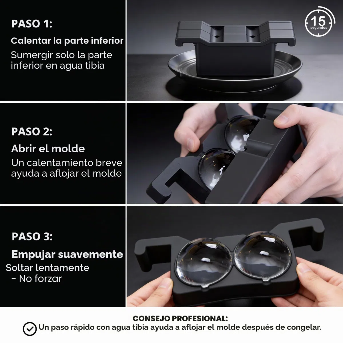 Berlinzo Máquina de bolas de hielo transparentes de alta calidad, 8 bolas de hielo grandes de 2.4 pulgadas para whisky, cócteles y bourbon, molde fácil de quitar para esferas de hielo, bolsa de