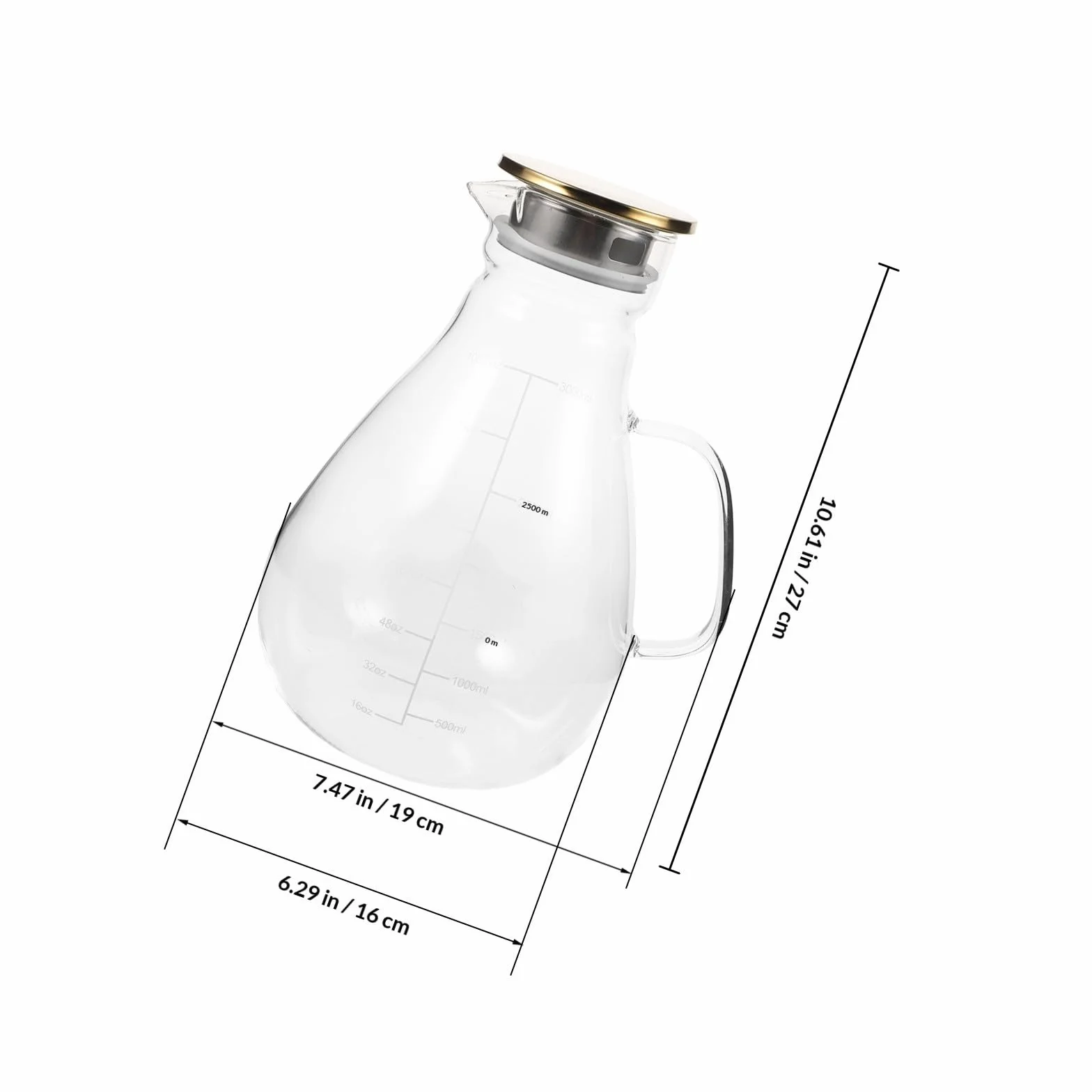 Jarra de Vidrio Borosilicato de 1300ml con Tapa de Acero Inoxidable y Silicona, Diseño Elegante y Antideslizante para Jugos y Leche en Fiestas o Restaurantes