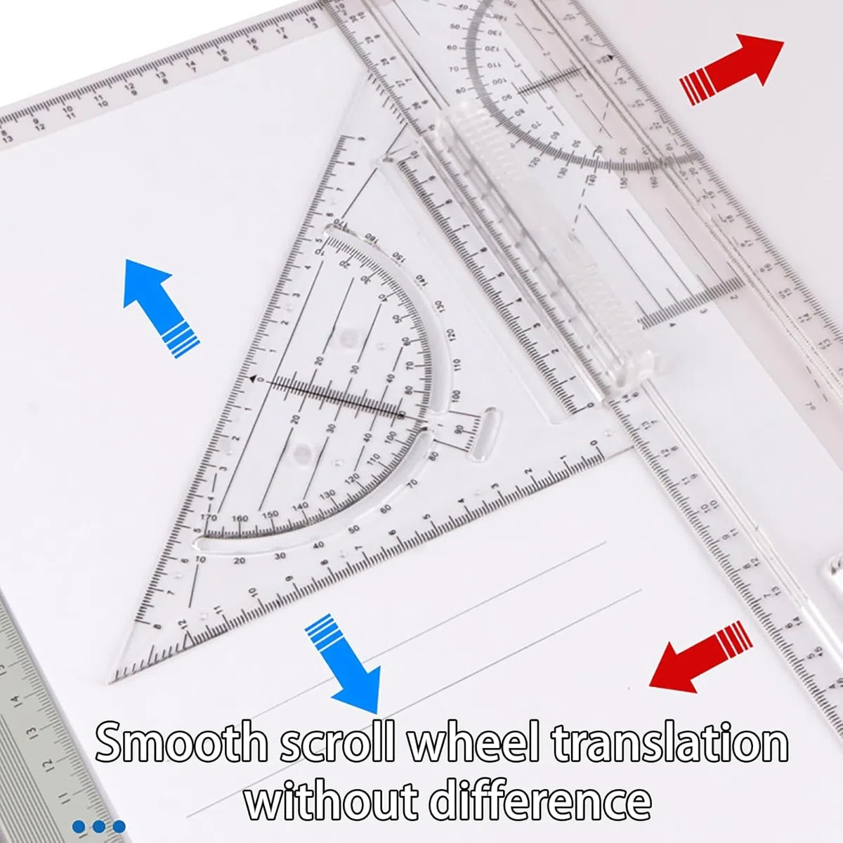Tablero de dibujo portátil ajustable con regla transparente, mesa de dibujo de precisión para estudiantes, ingenieros, artistas y arquitectos, ideal para mediciones precisas y proyectos creativos
