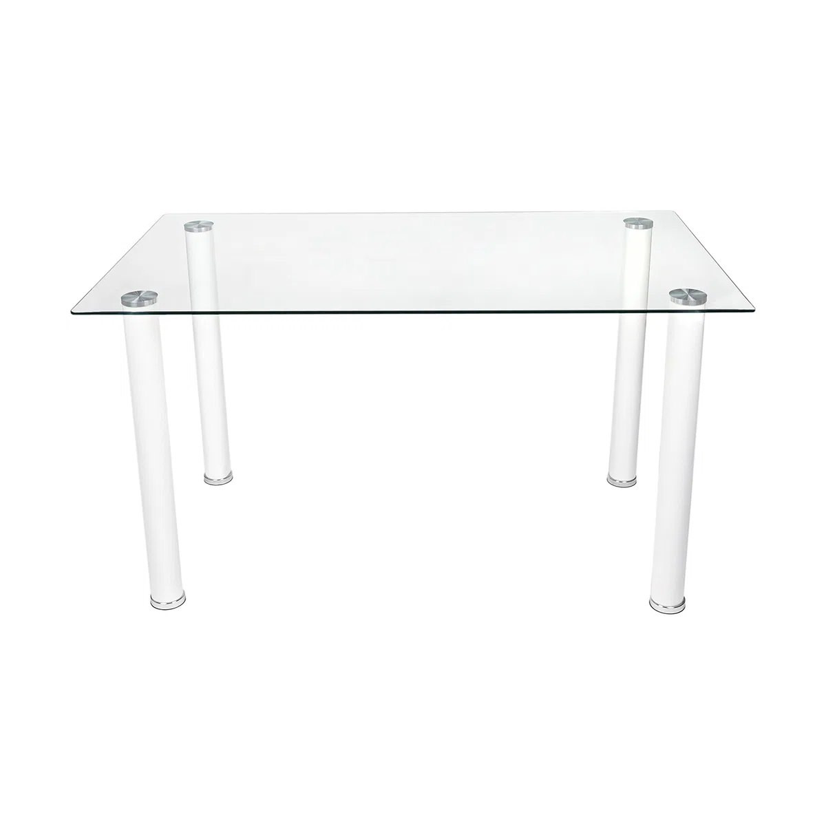 duehome Mesa de Comedor Blanca, Mesa de Cristal para Cocina, Medidas Mesa Moderna salón: 140 cm Largo x 80 cm Ancho x 75 cm Alto