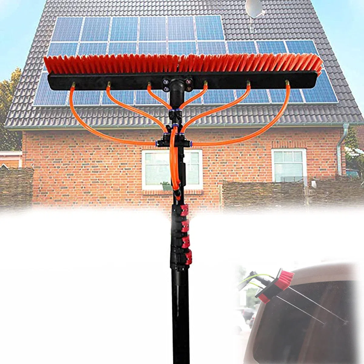 Kit de Cepillo telescópico para Limpieza de Ventanas Paneles solares y Ventanas fotovoltaicas – Equipo eficiente para la Limpieza de Ventanas en el hogar y en Local