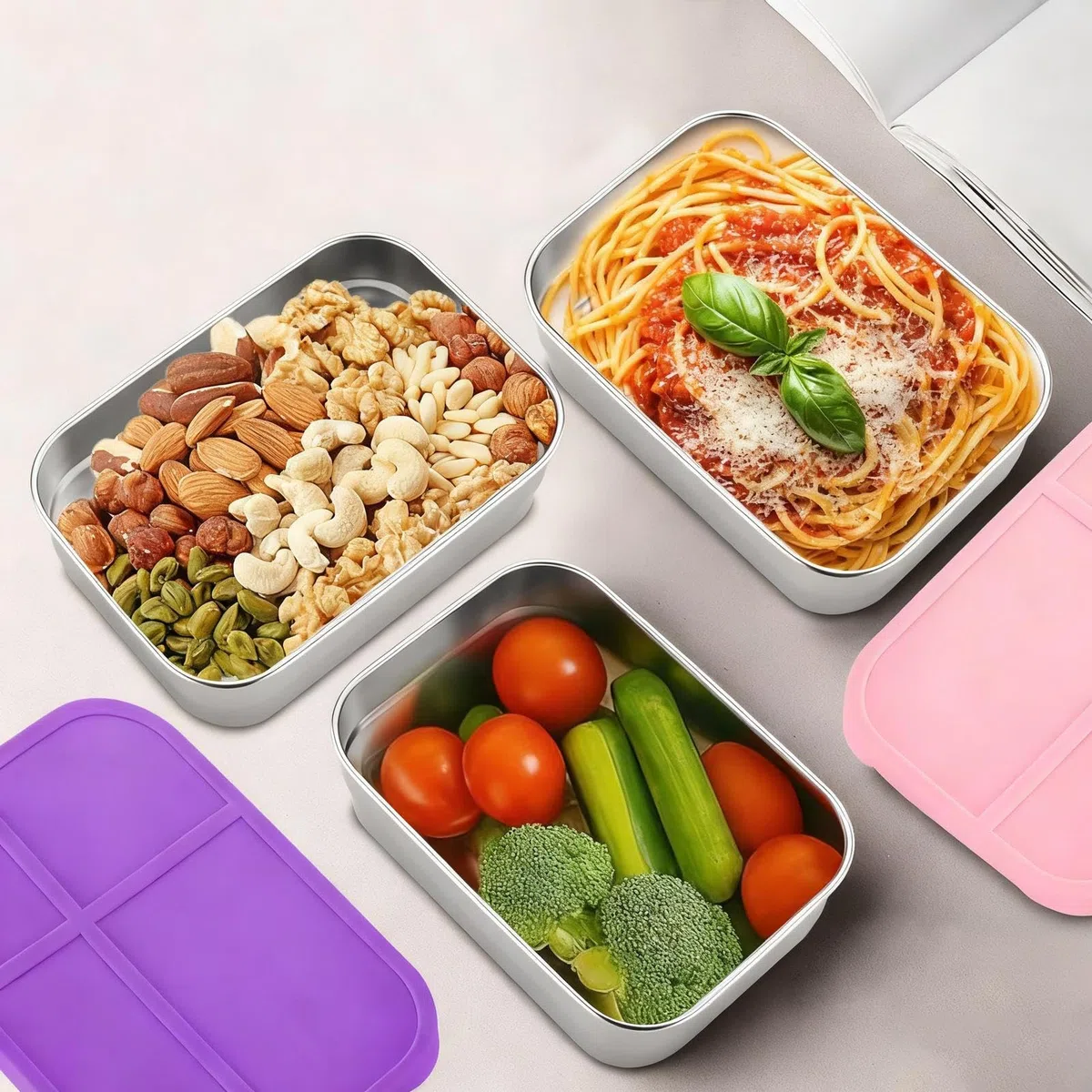 Para Snacks De Acero Inoxidable Recipiente Para Snacks 720 Ml Con Tapa De | Apilable Para Alimentos Para Almuerzo Escuela Viajes Picnic Guardería Deportes Oficina Hogar Camping Senderismo