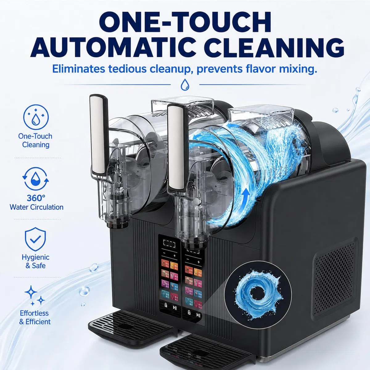 Máquina de granizados y Helado Suave 2 en 1 Black | 7 modos doble depósito autolimpieza para batidos malteadas cócteles margaritas y helados