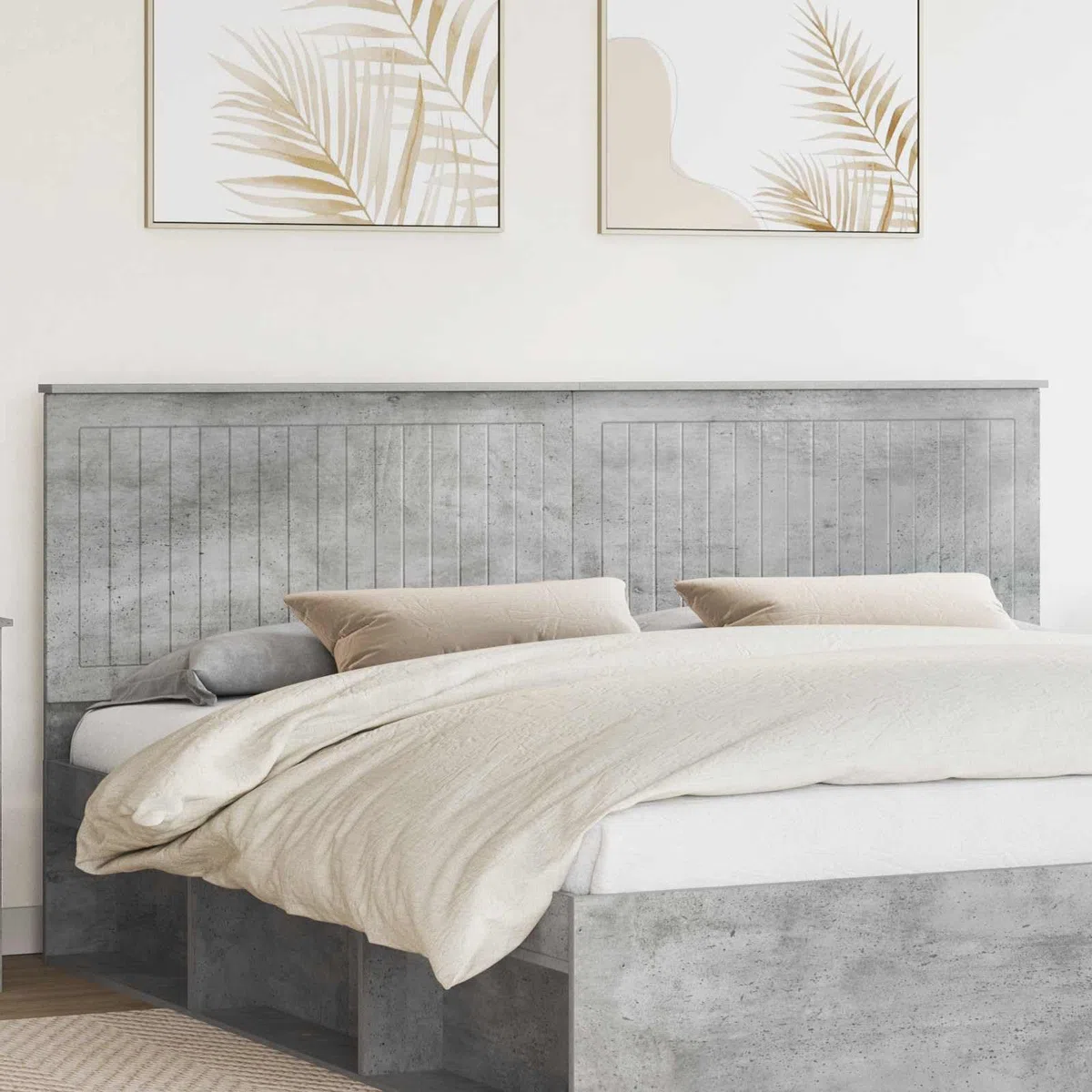vidaXL Cabecero con cabecera Gris Concreto 200 cm Madera contrachapada, Accesorios Elegantes para el Dormitorio, Decorativos Modernos, Zona de Descanso Comfy, diseño contemporáneo
